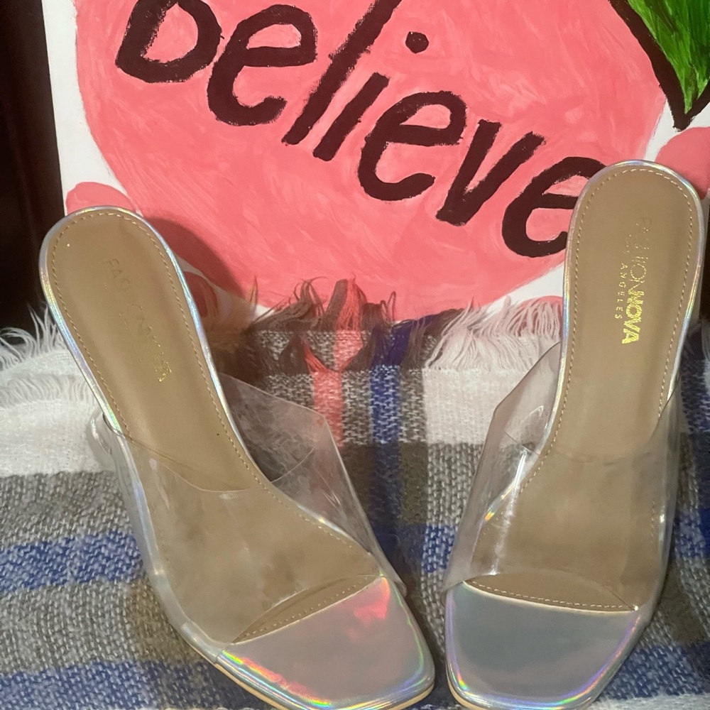 Rainbow Women's Iridescent Clear Heels